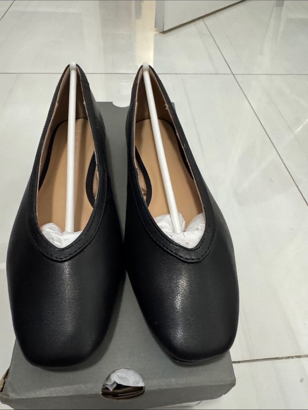 LOFT Black Women's Square-Toe Ballet Flats